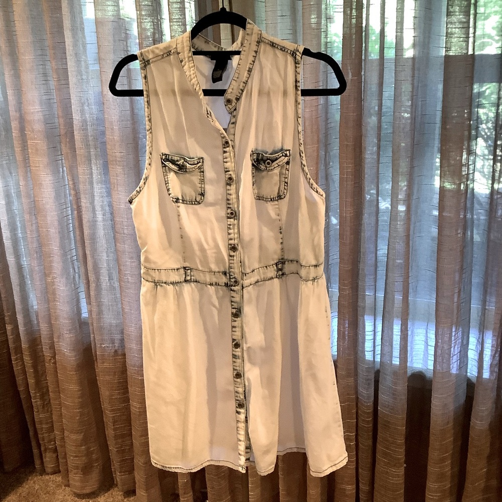Rue 21 Sleeveless Denim-Trimmed Dress Duster XL-jr